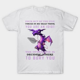 Funny Dragon Four Out Of The Five Voices In My Head Think You're An Idiot T-Shirt